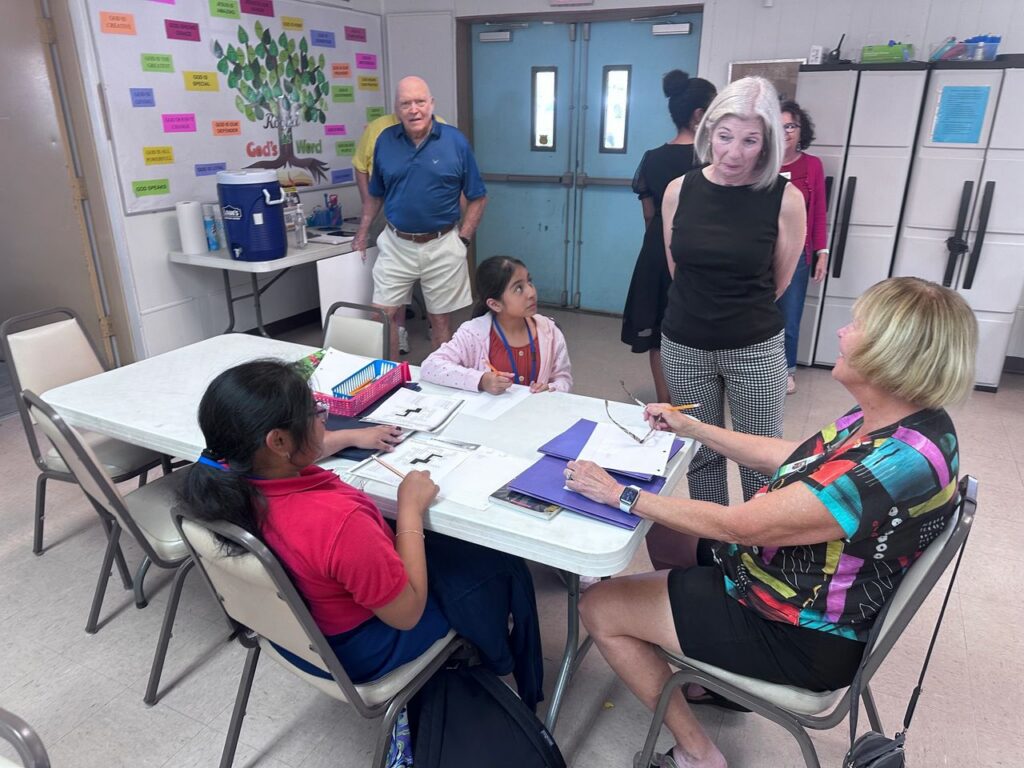 SRCF Directors Don Cunningham and Nickel Lepchitz visiting the students and volunteers at New Horizons.